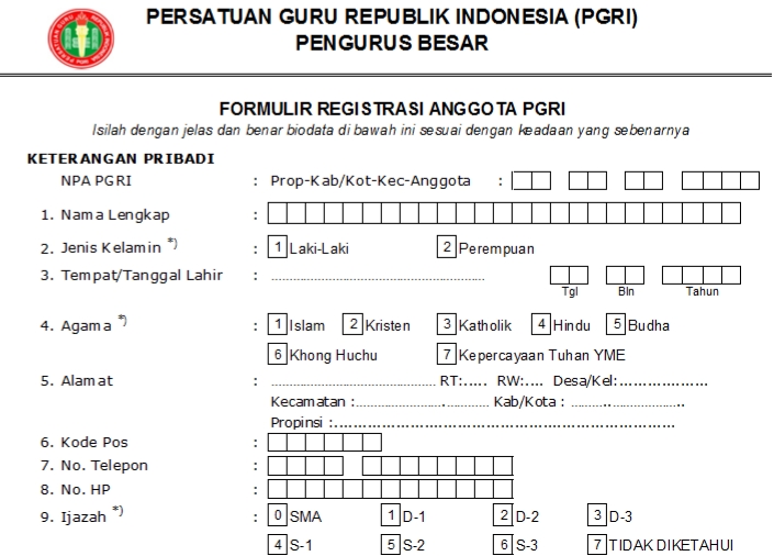 Pendaftaran PGRI Poso - Persatuan Guru Republik Indonesia Cabang Poso